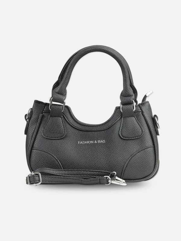 Classic Black Faux Leather Hobo Bag