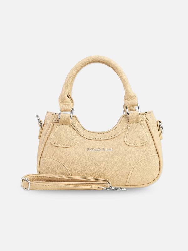 Chic Beige Faux Leather Hobo Bag