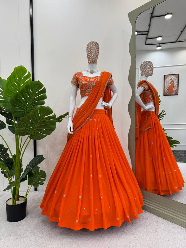 Orange Ready to Wear Lejenga Saree