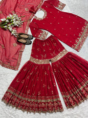 Designer Red Sharara Set