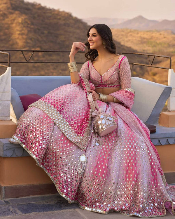 Pink Faux Georgette Bollywood Style Lehenga Choli