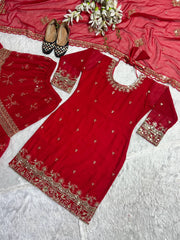 Designer Red Sharara Set