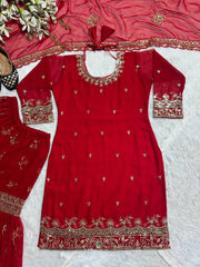 Designer Red Sharara Set