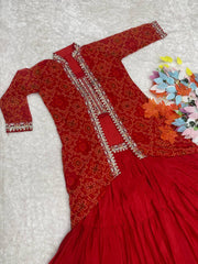 Navratri special bandhej lehenga shrug choli