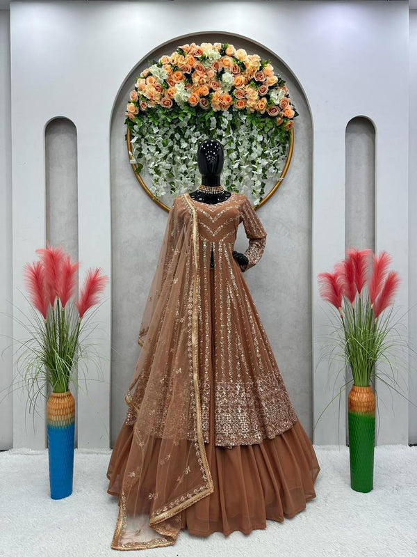 Faux Georgette Long Top Lehenga Set in Four Colors Range - Tiamgee