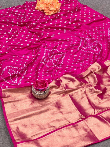 Pure Gaji Silk Bandhej Saree