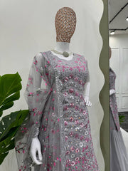 Stylish Grey Sharara Top Set