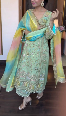 Long Pakistani Suit In Fancy Style