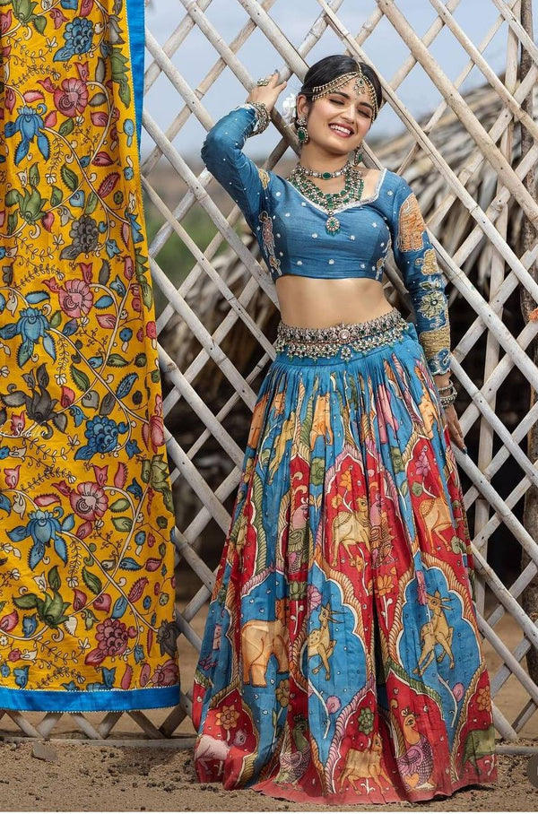 Blue Chent Crepe Lehenga-Choli & Dupatta