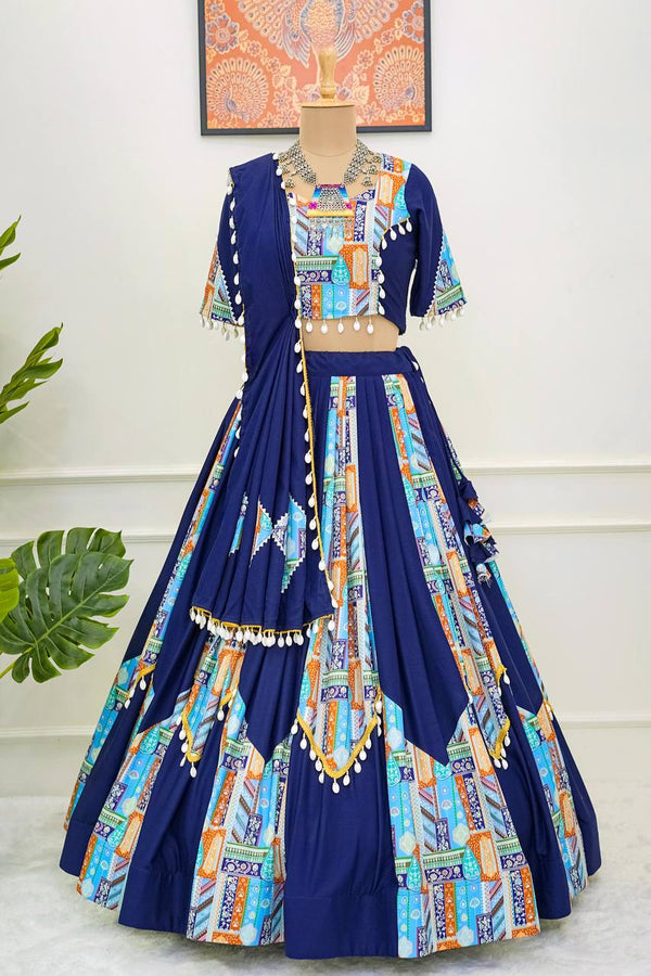 Blue Rayon Navratri Special Chaniya Choli