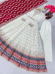 Party Wear Look Navratri Special Gown wiith Bottom and Dupatta