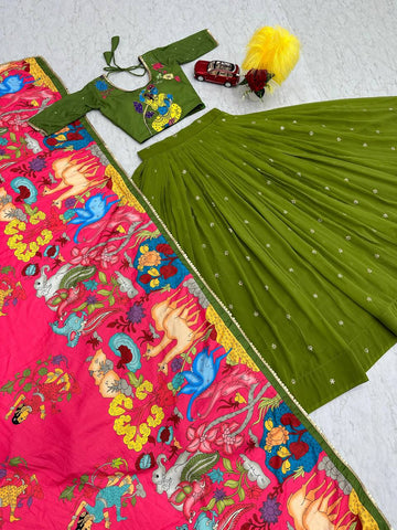 Kalamkari Printed Navratri Special Pure Cotton Chaniya Choli