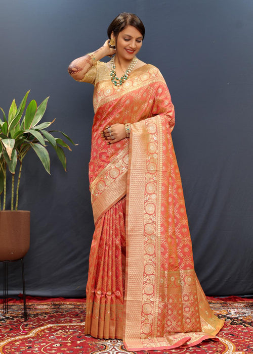 Pure Silk Bandhani Handloom Saree