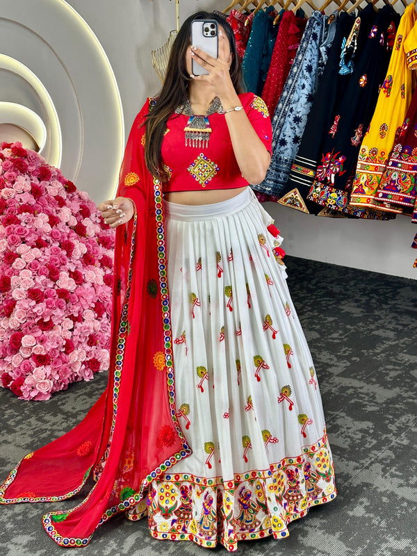 White Rayon Navratri Special Chaniya Choli