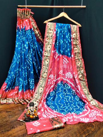 Pure Bandhej Tapeta Soft Silk Saree