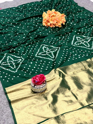 Pure Gaji Silk Bandhej Saree