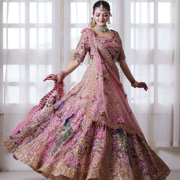 Pink Faux Georgette Bollywood Style Lehenga Choli - Tiamgee