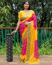 Pure Bandhej Tapeta Soft Silk Saree