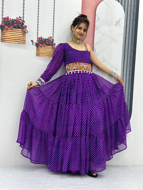 Violet Motedo Print Navratri Special Gown