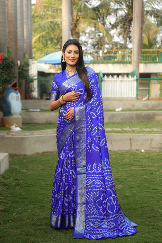 Kanjivaram Bandhej Silk saree