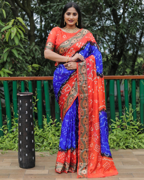 Pure Bandhej Tapeta Soft Silk Saree