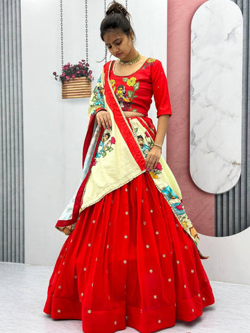 Kalamkari Printed Navratri Special Pure Cotton Chaniya Choli