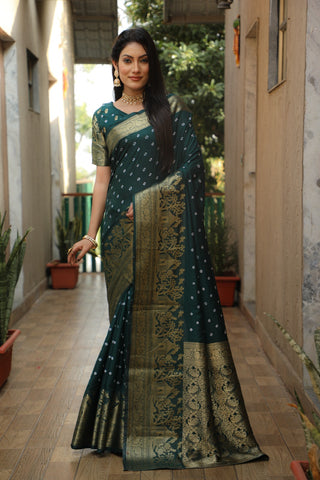 Kanjivaram Border Bandhej Saree