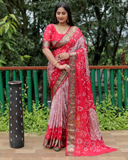 Pure Bandhej Tapeta Soft Silk Saree