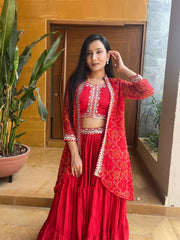 Navratri special bandhej lehenga shrug choli