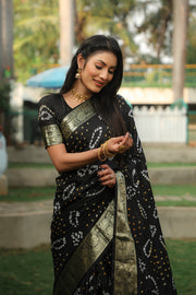 Kanjivaram Bandhej Silk saree