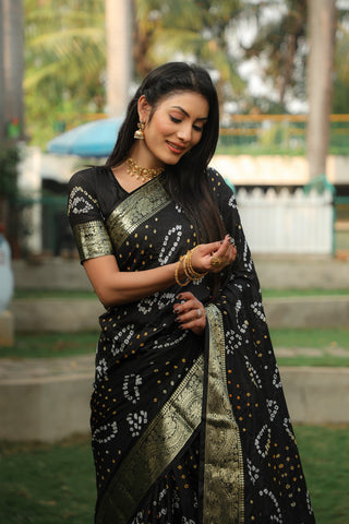 Kanjivaram Bandhej Silk saree