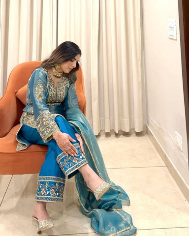 Long Pakistani Suit In Fancy Style