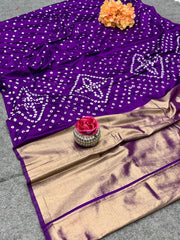 Pure Gaji Silk Bandhej Saree