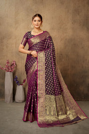 Pure Satin Silk Saree with Jacquard Pallu Border