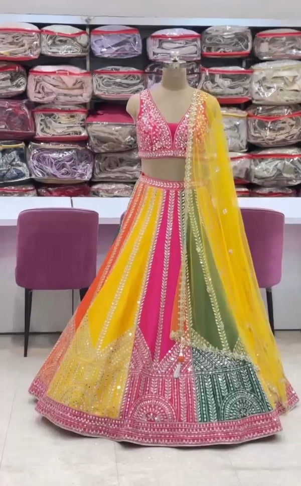 Real Mirror Work Embroidered LehengaSet