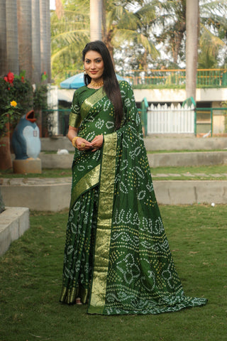 Kanjivaram Bandhej Silk saree