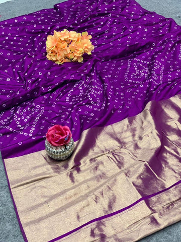 Pure Gaji Silk Bandhej Saree