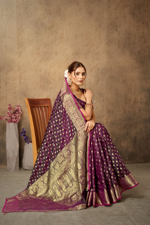 Pure Satin Silk Saree with Jacquard Pallu Border