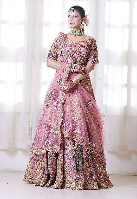 Pink Faux Georgette Bollywood Style Lehenga Choli - Tiamgee