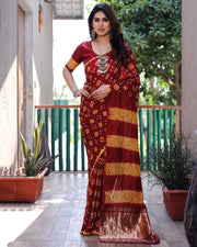 Pure Bandhej Silk Saree