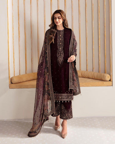 Stylish Velvet Top Plazzo Dupatta Set