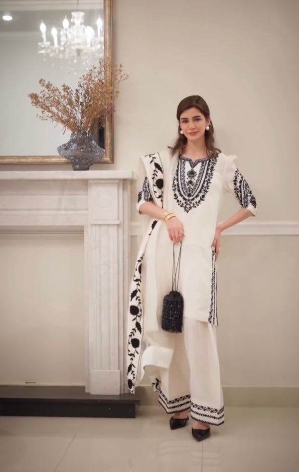 White Pure Natural Crepe Top & Farshi Palazzo