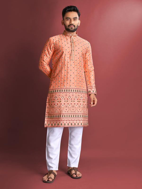 Heavy Jacquard Silk Men's Kurta Pyjama with Amboj Work
