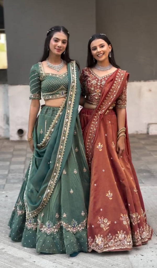 Chinon Embroidered Lehenga Choli with Dupatta