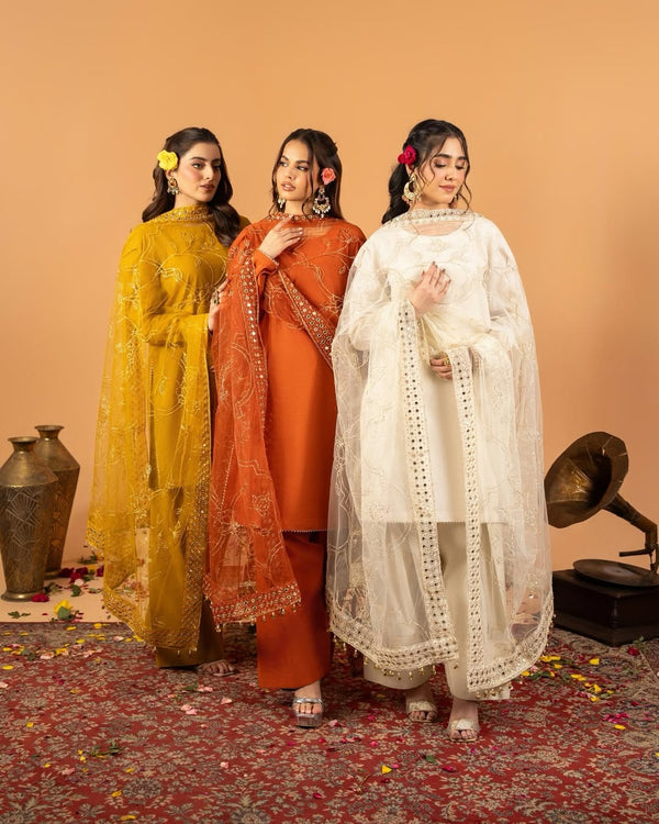 Crepe Silk Top with Farshi Salwar and Embroidered Net Dupatta