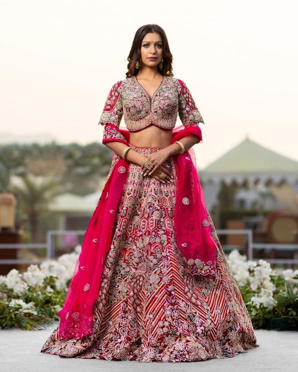 Pink Twinkle Silk Lehenga Choli with Sequins Work & Dupatta