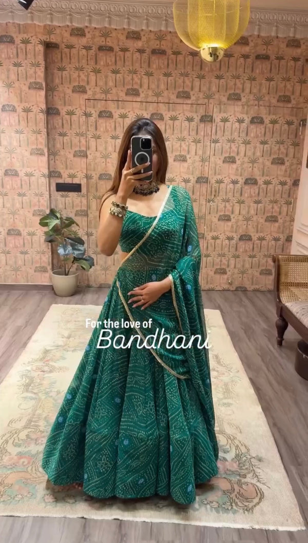 Navratri Special Bandhani Print Lehenga Choli Set