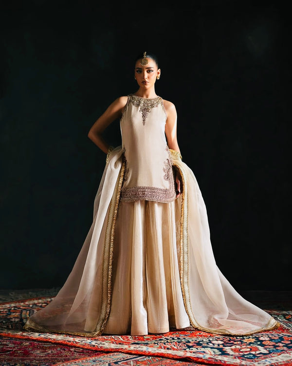 Embroidery Coding Sequin Work Top Palazzo Dupatta Set