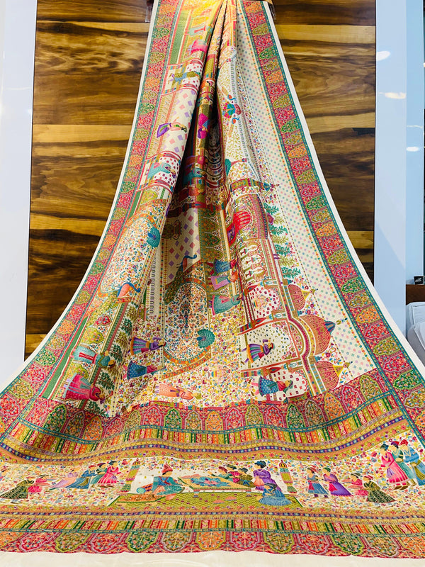 Pure viscouse silk position pashmina saree with Pure Jari weaving work with blouse (Copy)