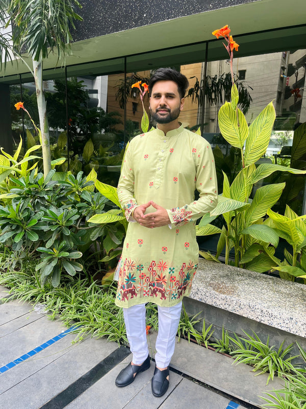 Soft Cotton Garba Print Designer Kurta Men's – Navratri Special